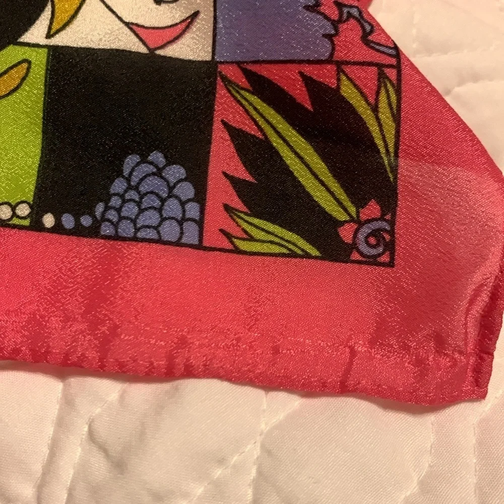 Vintage Paoli silk scarf with floral and abstract print